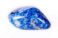 Macro mineral stone blue lapis lazuli afghanistan on white bac Royalty Free Stock Photo