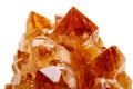 Macro mineral stone Citrine in rock in crystals on a white backg