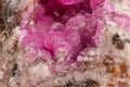 Macro mineral stone Cobalt Calcite rock on white background