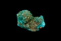 Macro mineral stone Dioptase Pyromorphite on a black background Royalty Free Stock Photo