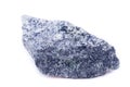Macro mineral stone Dumortierite on white background Royalty Free Stock Photo