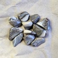 Macro mineral stone Flint on grey craft background close-up Royalty Free Stock Photo