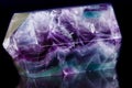 Macro mineral stone Fluorite crystal on a black background