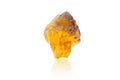 Macro mineral stone Fluorite yellow and blue color on a white background