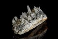 Macro mineral stone Galena, Sphalerite, Pyrite, Quartz on a black background