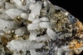 Macro mineral stone Galena, Sphalerite, Pyrite, Quartz on a black background