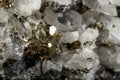 Macro mineral stone Galena, Sphalerite, Pyrite, Quartz on a black background