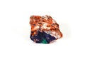 Macro mineral stone Malachite and Azurite against white background Royalty Free Stock Photo