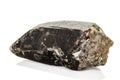 Macro mineral stone morros smoky quartz, morion rauchtopaz on a white background