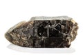 Macro mineral stone morros smoky quartz, morion rauchtopaz on a white background