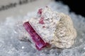 Macro mineral stone red beryl on a black background Royalty Free Stock Photo