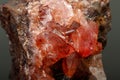 Macro mineral stone Rhodochrosite on a black background