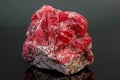 Macro mineral stone Rhodochrosite on a black background