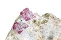 Macro mineral stone Ruby in rock on white background Royalty Free Stock Photo
