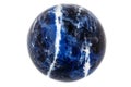 Macro mineral stone Sodalite ball on white background Royalty Free Stock Photo