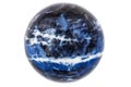 Macro mineral stone Sodalite ball on white background Royalty Free Stock Photo