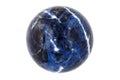 Macro mineral stone Sodalite ball on white background Royalty Free Stock Photo