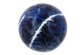 Macro mineral stone Sodalite ball on white background Royalty Free Stock Photo