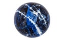 Macro mineral stone Sodalite ball on white background Royalty Free Stock Photo