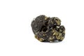 Macro mineral stone Sphalerite Pyrite on a white background