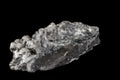 Macro mineral stone Stibnite quartz on a black background Royalty Free Stock Photo