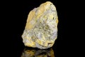 Macro mineral stone Sulfur on black background Royalty Free Stock Photo
