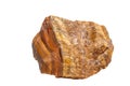 Macro mineral stone Tiger`s eye in the breed on a white backgrou