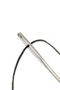 Macro of needle eye and threaded sewing Royalty Free Stock Photo