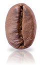 Macro of roasted coffee bean isolated on white background Royalty Free Stock Photo