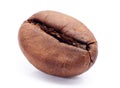 Macro of roasted coffee bean isolated on white background Royalty Free Stock Photo