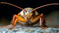 Macro Orange Cockroach Closeup Studio Rock Background Royalty Free Stock Photo