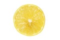 Macro organic lemon slice isolated on white background