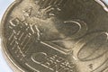 Macro partial image of a 20 cent euro coin Royalty Free Stock Photo