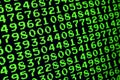 Macro of password selection on the monitor of the office computer. The concept of hacking the protection of a personal data keeper