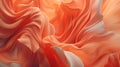 Macro petals of orange flowers. Sleek wave-flying background of silk fabrics in motion