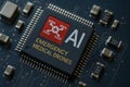 Macro photo of AI-powered navigation chip for medical drones â precision circuitry and emergency technology hardware Royalty Free Stock Photo