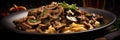 Macro Photo Beef Stroganoff On Stone Rustic Pub Royalty Free Stock Photo