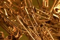 macro of a bunch of safety pins Royalty Free Stock Photo