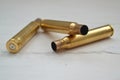 Macro photo of capsular part of the combat cartridge, large bullet Royalty Free Stock Photo