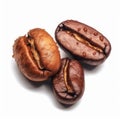 macro photo of coffee beans on white background Royalty Free Stock Photo