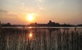 Macro photo with decorative background of the evening sky at sunset in the European country Lithuania Royalty Free Stock Photo