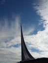 macro photo with a decorative background of a modern monument to space discoveries for design