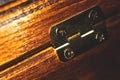 Macro photo of Jewelry chest, close-up of vintage treasure box with old wood Royalty Free Stock Photo