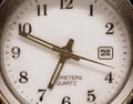 Macro photo of a ladies watch. Clock hands. An antique clock. Old picture. Time signals. Royalty Free Stock Photo