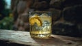 Macro Photo Lemonade On Stone Rustic Pub. Generative AI Royalty Free Stock Photo