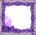 Lilac amethyst druse frame with large crysrals Royalty Free Stock Photo