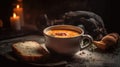 Macro Photo Lobster Bisque On Stone Rustic Pub. Generative AI Royalty Free Stock Photo