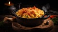 Macro Photo Lobster Mac And Cheese On Stone Rustic Pub. Generative AI Royalty Free Stock Photo