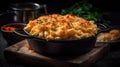 Macro Photo Lobster Mac And Cheese On Stone Rustic Pub. Generative AI Royalty Free Stock Photo