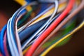 Macro photo of the many colorful cable Royalty Free Stock Photo